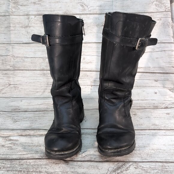 Harley-Davidson Black Leather Engineer Motorcycle Boots – Men’s Size 8 - Picture 1 of 11